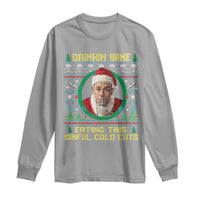 Funny Ed Gein Horror Christmas Meme Long Sleeve Shirt Drinking Wine Eating This Sinful Cold Cuts Viral Scene - Wonder Print Shop