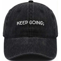 Keep Going Semicolon Suicide Prevention Awareness Washed Cotton Baseball Cap Mental Health Support You Matter Inspiration Radiate Positivity