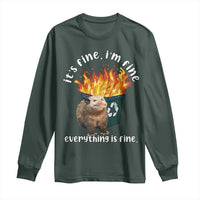 Funny Opossum Meme Long Sleeve Shirt It's Fine I'm Fine Everything Is Fine Dumpster Fire