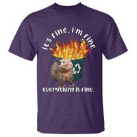 Funny Opossum Meme T Shirt It's Fine I'm Fine Everything Is Fine Dumpster Fire - Wonder Print Shop