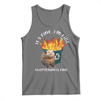 Funny Opossum Meme Tank Top It's Fine I'm Fine Everything Is Fine Dumpster Fire