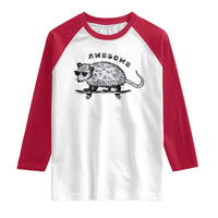 Funny Opossum Meme Raglan Shirt Awesome Possum Cool 90s Retro Vintage Animal Lover
