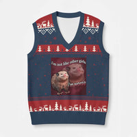 Funny Opossum Meme V-Neck Knit Sweater Vest I’m Not Like Other Girls I'm Worse Possum Sarcasm Humor - Wonder Print Shop