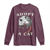 Funny Opossum Meme Long Sleeve Shirt Adopt A Cat Possum Team Trash Vibes
