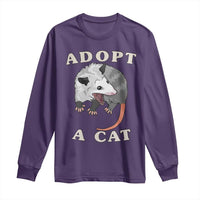 Funny Opossum Meme Long Sleeve Shirt Adopt A Cat Possum Team Trash Vibes