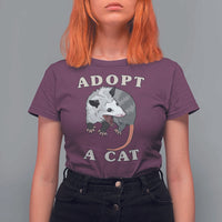 Funny Opossum Meme T Shirt For Women Adopt A Cat Possum Team Trash Vibes - Wonder Print Shop