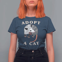 Funny Opossum Meme T Shirt For Women Adopt A Cat Possum Team Trash Vibes - Wonder Print Shop
