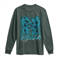 Eagle Girls Long Sleeve Shirt Midnight Green Coquette Bow Retro Vintage