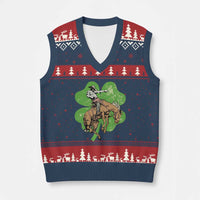 St Patrick's Day Lucky Cowboy V-Neck Knit Sweater Vest Retro Vintage Clover - Wonder Print Shop