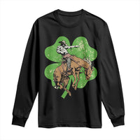 St Patrick's Day Lucky Cowboy Long Sleeve Shirt Retro Vintage Clover