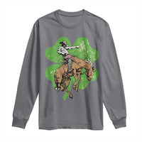 St Patrick's Day Lucky Cowboy Long Sleeve Shirt Retro Vintage Clover