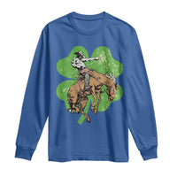 St Patrick's Day Lucky Cowboy Long Sleeve Shirt Retro Vintage Clover