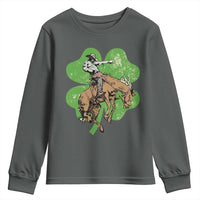 St Patrick's Day Lucky Cowboy Youth Sweatshirt Retro Vintage Clover
