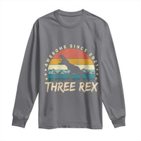 Three Rex 3rd Birthday Long Sleeve Shirt 3 Years Old Dinosaur Bday Boy