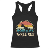 Three Rex 3rd Birthday Racerback Tank Top 3 Years Old Dinosaur Bday Boy