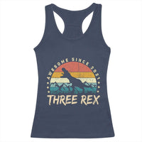 Three Rex 3rd Birthday Racerback Tank Top 3 Years Old Dinosaur Bday Boy
