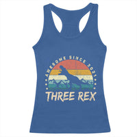 Three Rex 3rd Birthday Racerback Tank Top 3 Years Old Dinosaur Bday Boy