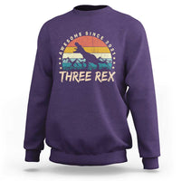 Three Rex 3rd Birthday Sweatshirt 3 Years Old Dinosaur Bday Boy