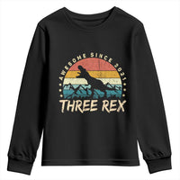 Three Rex 3rd Birthday Youth Sweatshirt 3 Years Old Dinosaur Bday Boy