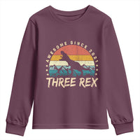 Three Rex 3rd Birthday Youth Sweatshirt 3 Years Old Dinosaur Bday Boy