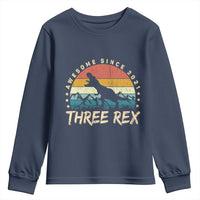 Three Rex 3rd Birthday Youth Sweatshirt 3 Years Old Dinosaur Bday Boy
