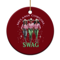 Melanin Cowgirl Swag Ceramic Ornament Pink Green African American Cowgirls Black History - Wonder Print Shop