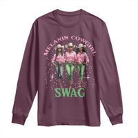Melanin Cowgirl Swag Long Sleeve Shirt Pink Green African American Cowgirls Black History