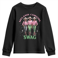 Melanin Cowgirl Swag Youth Sweatshirt Pink Green African American Cowgirls Black History