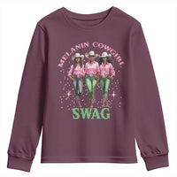 Melanin Cowgirl Swag Youth Sweatshirt Pink Green African American Cowgirls Black History