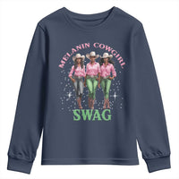 Melanin Cowgirl Swag Youth Sweatshirt Pink Green African American Cowgirls Black History