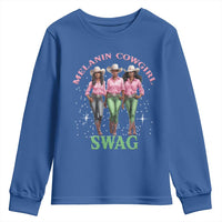 Melanin Cowgirl Swag Youth Sweatshirt Pink Green African American Cowgirls Black History