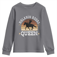 Melanin Rodeo Queen Youth Sweatshirt Cowgirl Riding Horse African American Cowgirls Retro