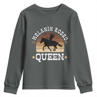 Melanin Rodeo Queen Youth Sweatshirt Cowgirl Riding Horse African American Cowgirls Retro