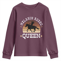Melanin Rodeo Queen Youth Sweatshirt Cowgirl Riding Horse African American Cowgirls Retro