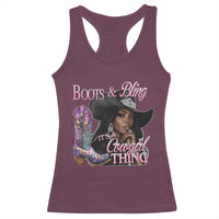 Melanin Cowgirl Racerback Tank Top Boots & Bling its a Cowgirl Thing Black Cowgirl Melanin