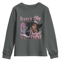 Melanin Cowgirl Youth Sweatshirt Boots & Bling its a Cowgirl Thing Black Cowgirl Melanin