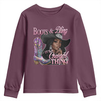 Melanin Cowgirl Youth Sweatshirt Boots & Bling its a Cowgirl Thing Black Cowgirl Melanin