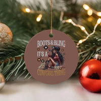 Melanin Cowgirl Ceramic Ornament Boots & Bling It's A Cowgirl Thing Black History - Wonder Print Shop