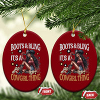 Melanin Cowgirl Ceramic Ornament Boots & Bling It's A Cowgirl Thing Black History - Wonder Print Shop