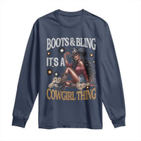 Melanin Cowgirl Long Sleeve Shirt Boots & Bling It's A Cowgirl Thing Black History