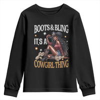 Melanin Cowgirl Youth Sweatshirt Boots & Bling It's A Cowgirl Thing Black History