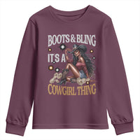 Melanin Cowgirl Youth Sweatshirt Boots & Bling It's A Cowgirl Thing Black History