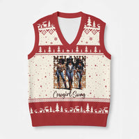 Melanin Cowgirl Swag V-Neck Knit Sweater Vest African American Cowgirls Black History Pride - Wonder Print Shop