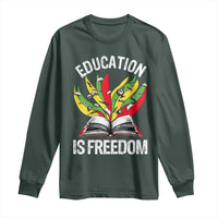 Education Is Freedom Long Sleeve Shirt Teaching Black History Month Books