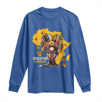 Education Is Freedom Long Sleeve Shirt Black Teacher Books Black History Month
