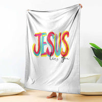 Jesus Loves You Colorful Brush Stroke Christian Throw Blanket Faith Inspirational Religious Gift for Believers