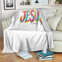 Jesus Loves You Colorful Brush Stroke Christian Throw Blanket Faith Inspirational Religious Gift for Believers