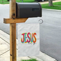 Jesus Loves You Colorful Brush Stroke Christian Garden Flag Faith Inspirational Religious Gift for Believers