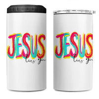 Jesus Loves You Colorful Brush Stroke Christian 4 in 1 Can Cooler Tumbler Faith Inspirational Religious Gift for Believers