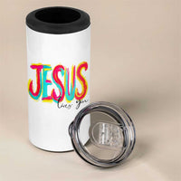 Jesus Loves You Colorful Brush Stroke Christian 4 in 1 Can Cooler Tumbler Faith Inspirational Religious Gift for Believers